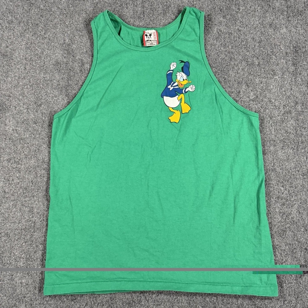 Vintage Disney Designs Tank Top Large Green Donald Duck 90s Single Stitch